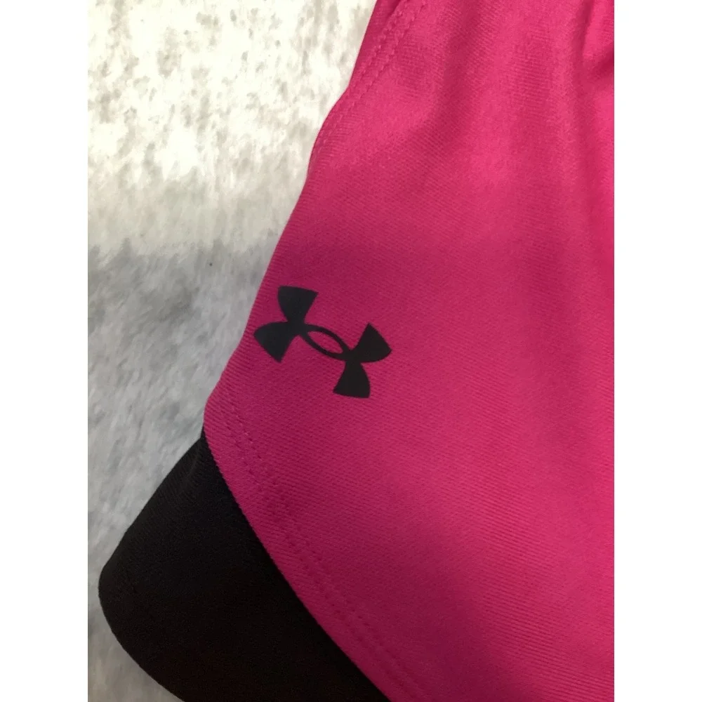 Under Armour Womens Play Up Shorts 3.0 Pink Black 1344552-686 Plus Size 2XL NEW